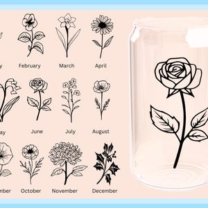 flower birth month bundle birth flowers svg libbey full wrap, birth flower png bundle, birth flower svg vector bundle
