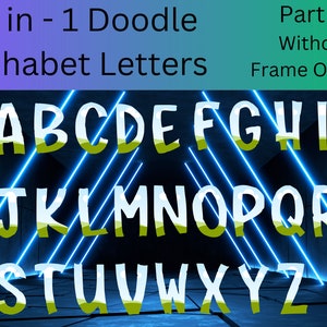 Escritura de letras de burbujas Abc rellenable Dibujado a mano Fuente divertida Diseño de garabatos Conjunto de alfabeto fonético Imprimir Colores primarios Canva Fácil Arrastrar y soltar imagen 3
