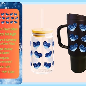 Frozen Snowflakes Falling Svg Heart Clipart Silhouettes for Cricut Libbey Glass Can, 40oz Wrap Christmas Snowflake Svg