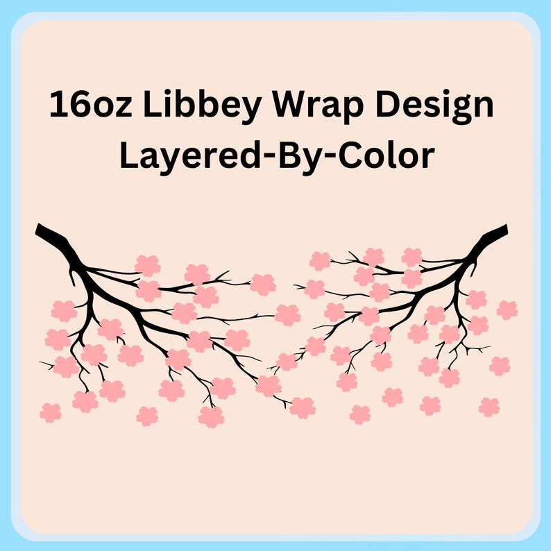Retro Japanese Sakura Flower Tree Svg for 16oz Libbey Full Wrap Can ...
