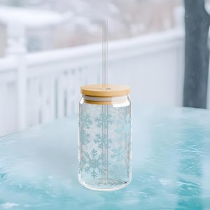 Christmas Snowflake Svg Beer Can Glass Wrap, Libbey 16oz Glass Can Wrap Svg, Glass Beer Can Svg Wrap, snowflake clipart