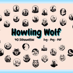 Mystic Wolf SVG Bundle – Howling Wolf & Werewolf Line Art for Wall Decor, T-Shirts, Cricut Mug Press Sublimation Crafts