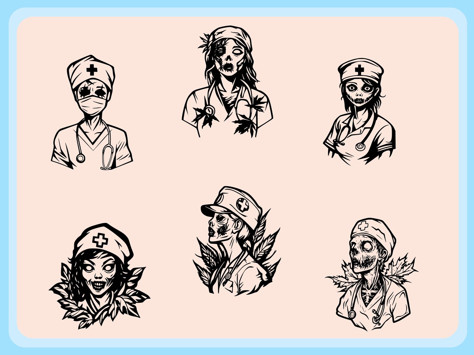 Zombie Ghost Nurse SVG Bundle – 16oz Libbey Can Wrap (digital Download ...