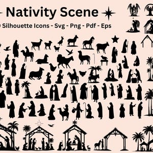 Christmas Nativity Scene SVG Bundle: Silhouette Clipart Holy Family Cut Files for Cricut & Sublimation