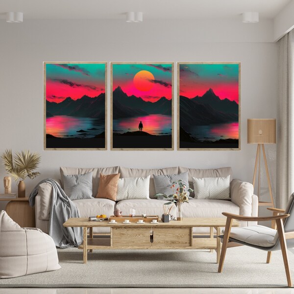 Lake Sunset Three Piece Wall Art Decor