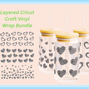 Retro Colored Leopard Print Heart Silhouette Cut File Decal For Cricut Libbey Cup Sticker Leopard Print Clipart Frames