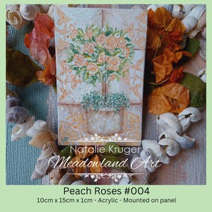 Peach Rose Acrylic Painting: Small Floral Wall Art (4x6)