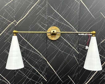 Handcrafted Brass Mid Century Modern Wall Lamp: Home Decor Lighting