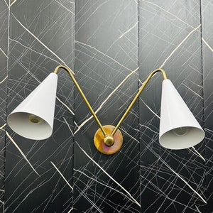 Mid Century Brass Diabolo Wall Sconce - Italian Design - Two Light