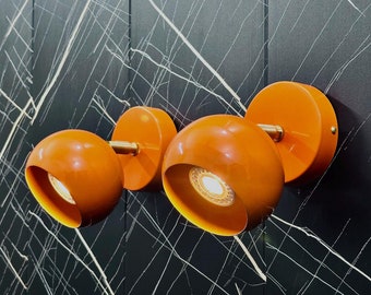 Handcrafted Brass Wall Sconce: Orange Mid-Century Modern Bedside Lamp