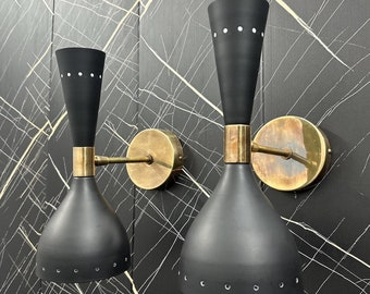 Custom Modern Brass Wall Sconce: Industrial Matte Black Lighting