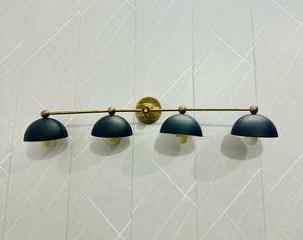 Handmade Brass 4-Bulb Wall Sconce: Mid-Century Modern Industrial Lighting