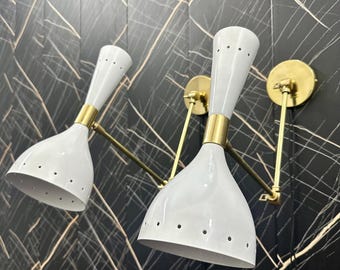 Handcrafted Brass Double Rod Wall Sconce: Modern Reading Lamp