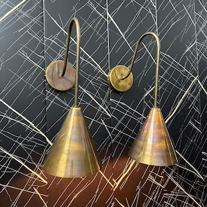 Handcrafted Raw Brass Wall Sconce: Mid-Century Modern Italian Light