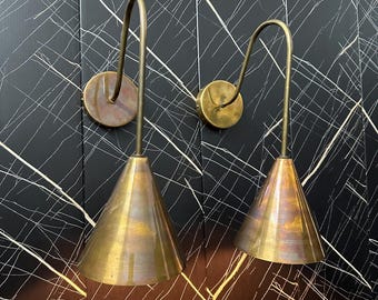 Handcrafted Raw Brass Wall Sconce: Mid-Century Modern Italian Light