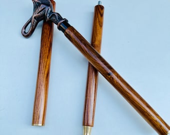 Antique Brass Horse Head Walking Cane, Wooden Shaft