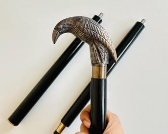 Crow Brass Walking Cane - Antique Style Bird Handle, 94cm