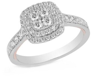 Enchanted Disney Fine Jewelry Womens 5/8 CT. T.W. White Diamond 10K Rose Gold Beauty and the Beast Engagement Ring