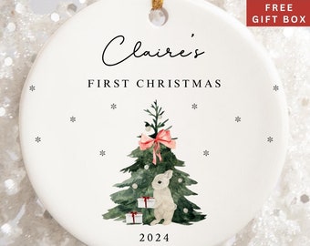 Babys first christmas ornament, personalized baby&#39;s first christmas ornament girl, ceramic christmas ornament for baby girl, new baby gift