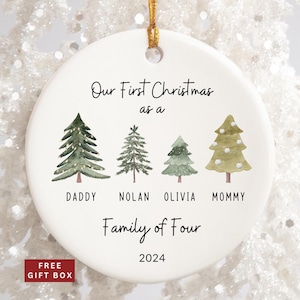 Family of Four Ornament, Family of 4 Ornament Personalized, Family of Four Christmas Ornament, Personalized Baby&#39;s First Christmas Ornament