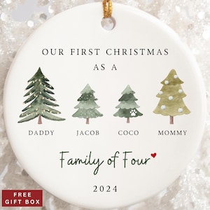 Family of Four Ornament, Family of 4 Ornament Personalized, Family of Four Christmas Ornament, Personalized Baby&#39;s First Christmas Ornament