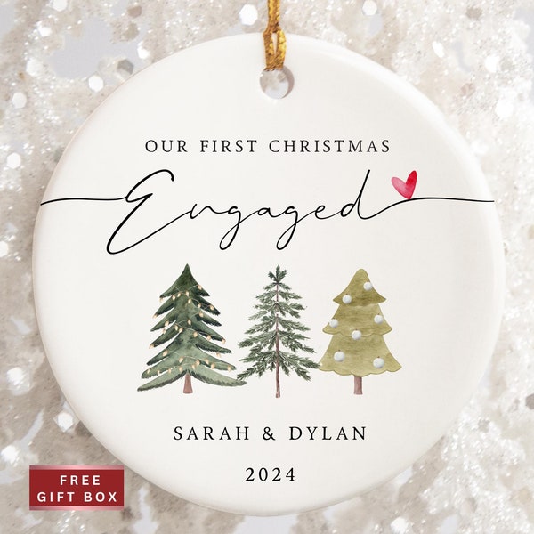 Our First Christmas Engaged Ornament, Engaged Christmas Ornament, Custom Engagement Keepsake, Personalized First Christmas Engaged Ornament