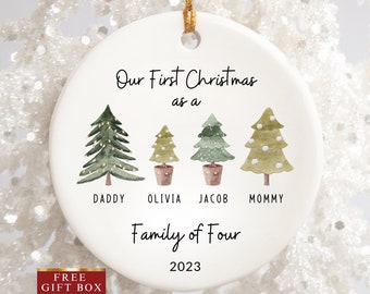 Décoration de Noël pour famille de quatre personnes, famille de 4 personnes, décoration de famille, première décoration de Noël personnalisée pour bébé, première décoration de Noël 2023