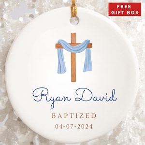 Baptism Ornament, Boy Baptism Gift, Personalized God Bless Christening Ornament, Baptism Keepsake, Custom Christening Gift For Boy, Godchild