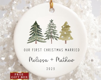 First Christmas Married Ornament, Personalized First Christmas Married Ornament, First Christmas Married Gift for Couple, Mr Mrs Ornament