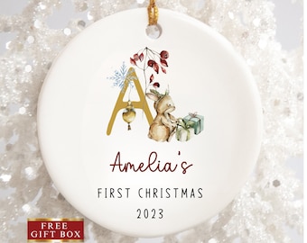 Babys First Christmas Ornament, Personalized Letter Ornament, Monogrammed Christmas Ornament, Custom Baby Name Ornament, Initial Ornament