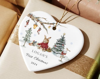 Babys First Christmas Ornament, Personalized Baby&#39;s First Christmas Ornament Girl, Ceramic Christmas Ornament for Baby Girl, New Baby Gift