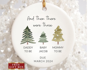 And Then There Were Three Ornament, Baby Coming Soon Ornament, Pregnancy Announcement Ornament, Ornament for New Baby, Pregnancy Ornament