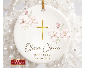 Baptism Ornament, Girl Baptism Gift, Personalized God Bless Christening Ornament, Baptism Keepsake, Custom Christening Gifts For Girls