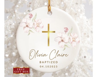 Baptism Ornament, Girl Baptism Gift, Personalized God Bless Christening Ornament, Baptism Keepsake, Custom Christening Gifts For Girls