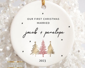 First Christmas Married Ornament, Our First Christmas Married Ornament Personalized, 1st Christmas Married Ornament, Newlywed Christmas Gift