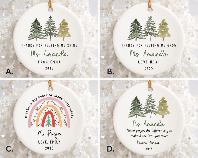 Teacher Christmas Ornament Personalized, Teacher Christmas Ornaments, Holiday Gifts for Teacher, Custom Teacher Ornament, Teacher Keepsake Bild 2