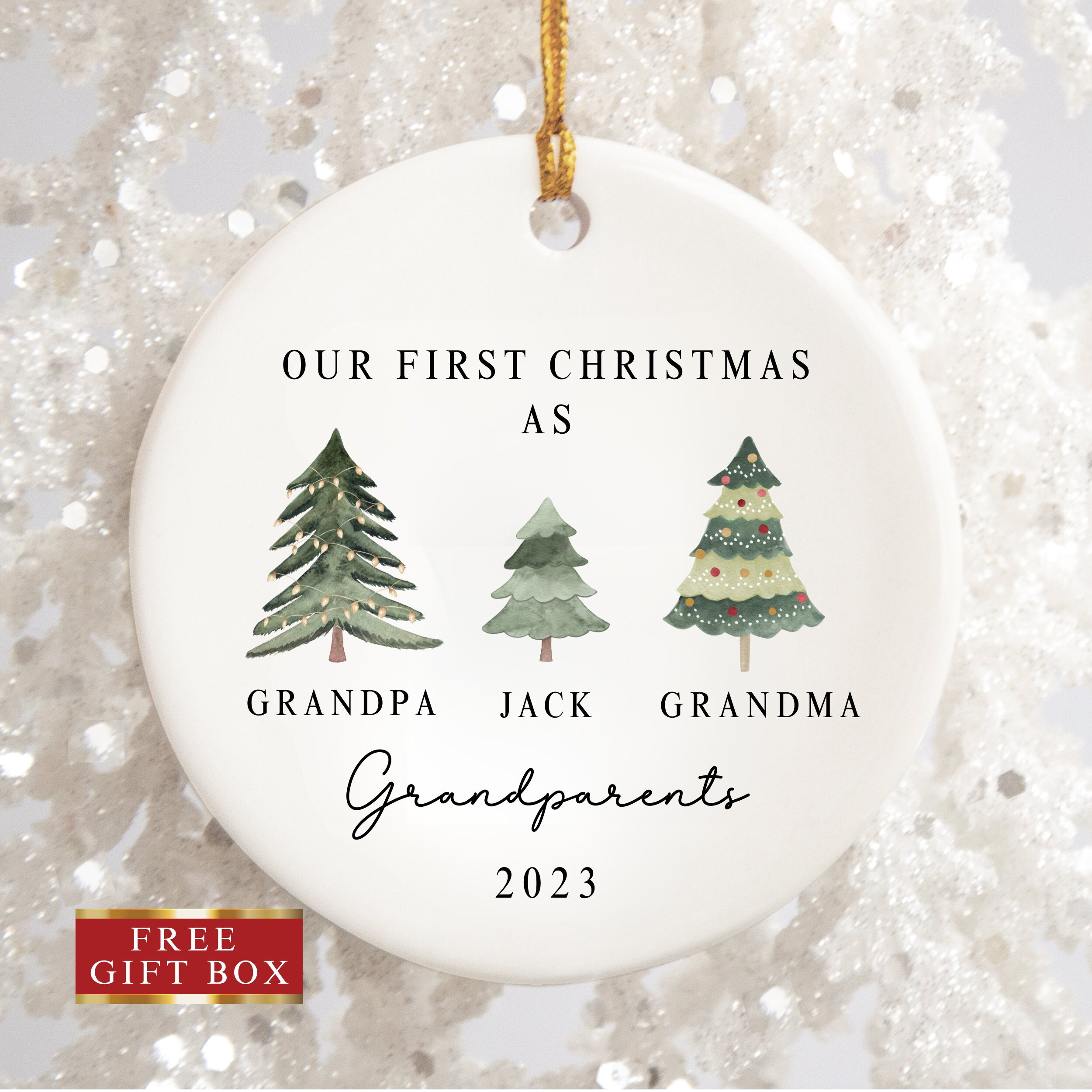 Grandparents Ornament Personalized, Grandparent Christmas Ornament, Pregnancy Announcement, Reveal to Grandparents, New Baby Announcement