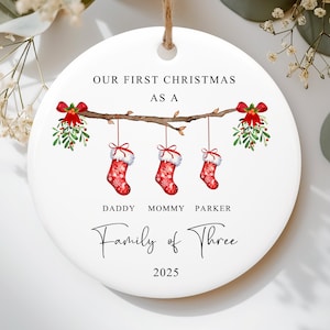 Family of Three Ornament, Family of 3 Ornament Personalized, Family of Three Christmas Ornament, Family of Three, Babys First Christmas Gift