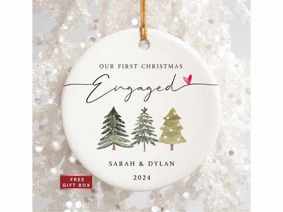 Our First Christmas Engaged Ornament, Engaged Christmas Ornament, Custom Engagement Keepsake, Personalized First Christmas Engaged Ornament