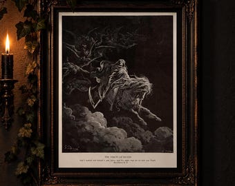 The Vision of Death Gustave Dore Art Print A4. Gothic Wall Art Reproduction. Dark Academia Horse. 8.27 × 11.69 inches