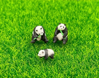 Miniature Panda Bear Family. 1:64 and 1/87 Scale Figures