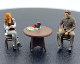 Coffee Shop Couple. Cafe Restaurant Figures. Human Miniatures. 1:64 S Scale