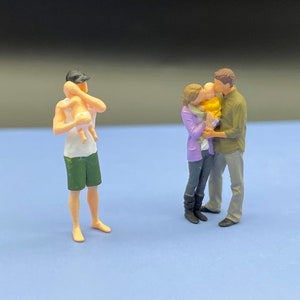 Parents Holding Baby Child. Father, Mother Son / Daughter.  1:64 Scale Miniature Figures