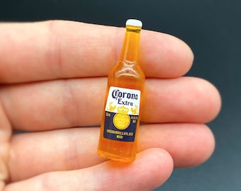 Bouteille de bière Corona miniature Cerveza. Accessoires pour maison de poupée, boisson pour la cuisine, échelle 1:6