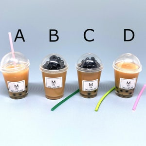 Miniature Boba Matcha Milk Tea Cups 4. Dollhouse Accessories 1:12 Scale