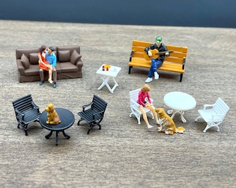 Miniature Furniture. Tables, Chairs, Sofa, Bench. 1:64 Scale