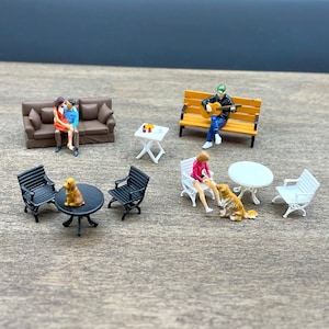 Miniature Furniture. Tables, Chairs, Sofa, Bench. 1:64 Scale