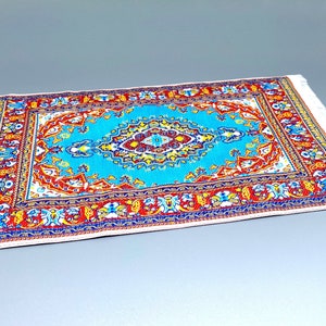 Miniature Vintage Rug. Dollhouse Accessory. 1:12 Scale
