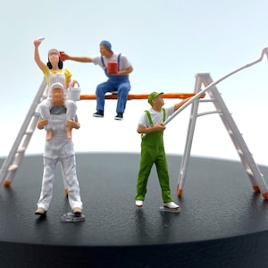 Painters / Decorators Miniature Figures. Human Realistic Models. 1:64 S Scale or 1/87 Scale