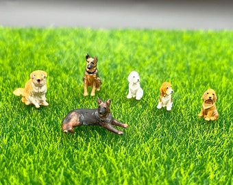 Golden Retriever, German Shepherd, Puppy Dog Miniature Figures. 1:64 Scale